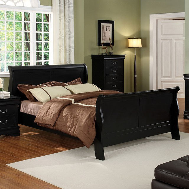 Louis Philippe Cal.King Bed Black & Grey
