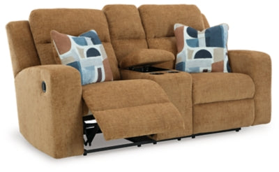 Sofá biplaza reclinable Kanlow con consola