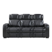 Apex-Power Double Reclining Sofa with Center Drop-Down Cup Holders, Power Headrests, Storage Arms with Cup holders, Reading Lights, Wireless Charger, Air Massage and Heat, LED Lighting and Charging Ports image