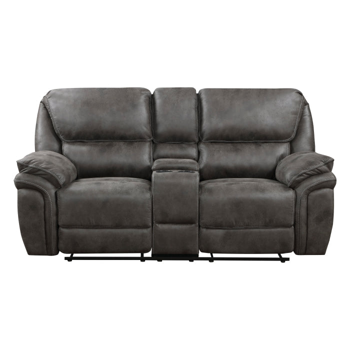 8517GRY-2 - Sofá biplaza reclinable doble con consola central