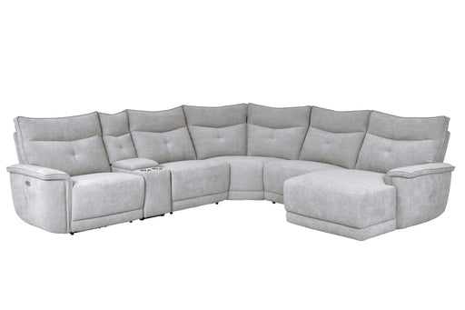 Tesoro-(6)6-Piece Modular Power Reclining Sectional with Power Headrests, Right Chaise and USB Port image
