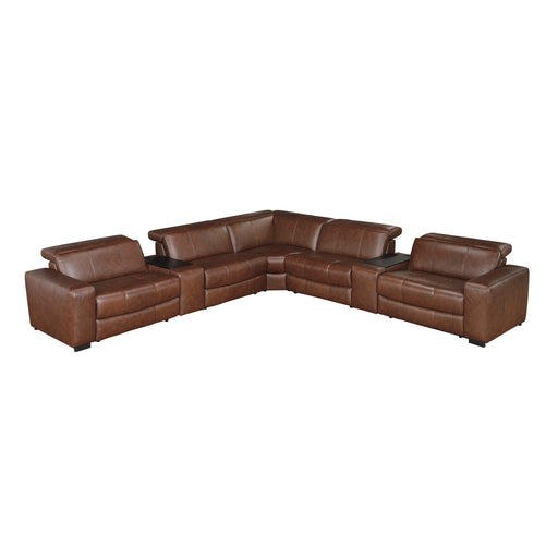 Sutton-(7)7-Piece Modular Power Reclining Sectional with Power Headrests and Charging Ports image
