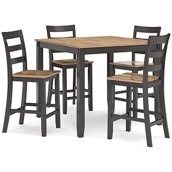 Mesa de comedor a la altura de la encimera Gesthaven y 4 taburetes de bar (Set de 5)