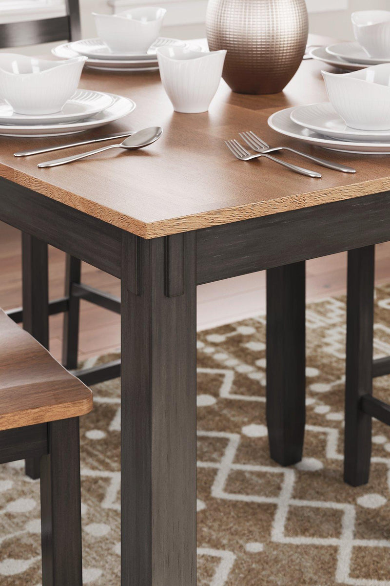 Mesa de comedor a la altura de la encimera Gesthaven y 4 taburetes de bar (Set de 5)