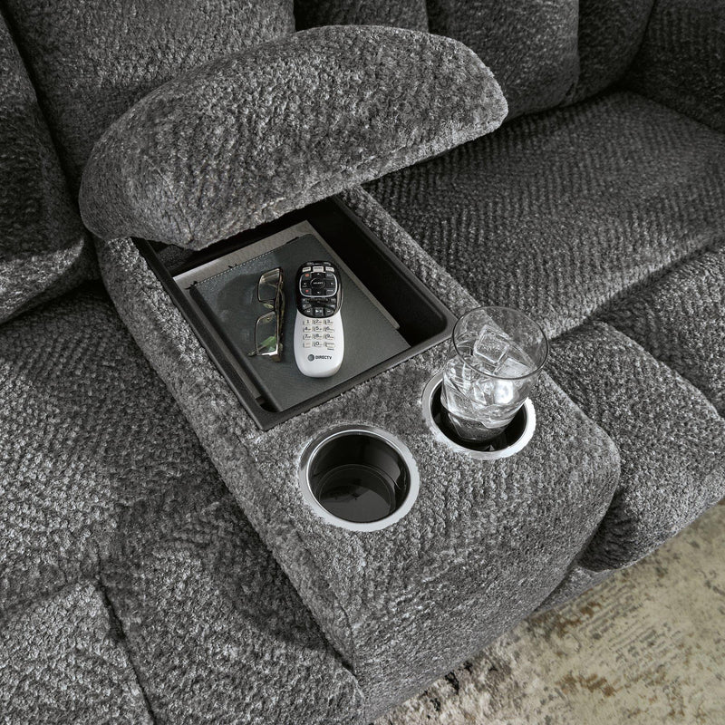 Sofá reclinable Frohn con consola