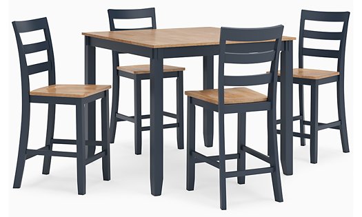 Mesa de comedor a la altura de la encimera Gesthaven y 4 taburetes de bar (Set de 5)