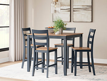 Mesa de comedor a la altura de la encimera Gesthaven y 4 taburetes de bar (Set de 5)