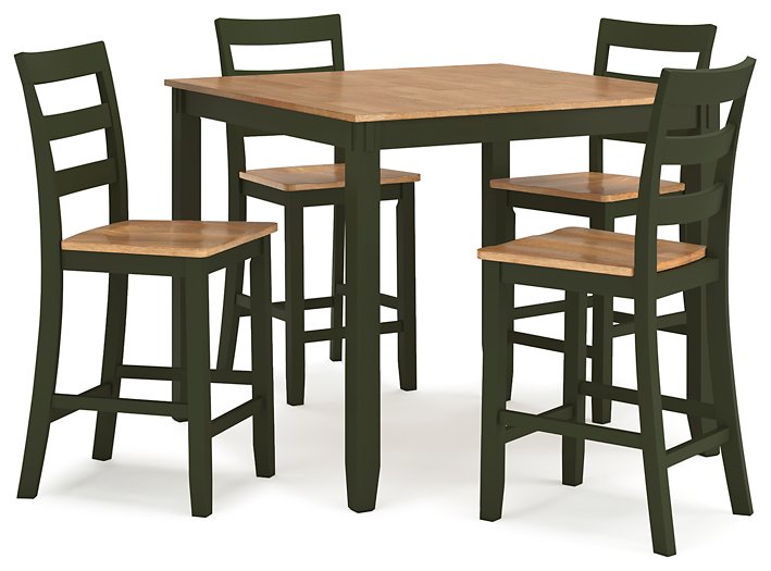 Mesa de comedor a la altura de la encimera Gesthaven y 4 taburetes de bar (Set de 5)