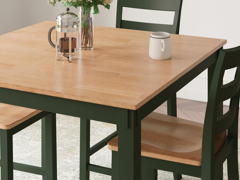 Mesa de comedor a la altura de la encimera Gesthaven y 4 taburetes de bar (Set de 5)