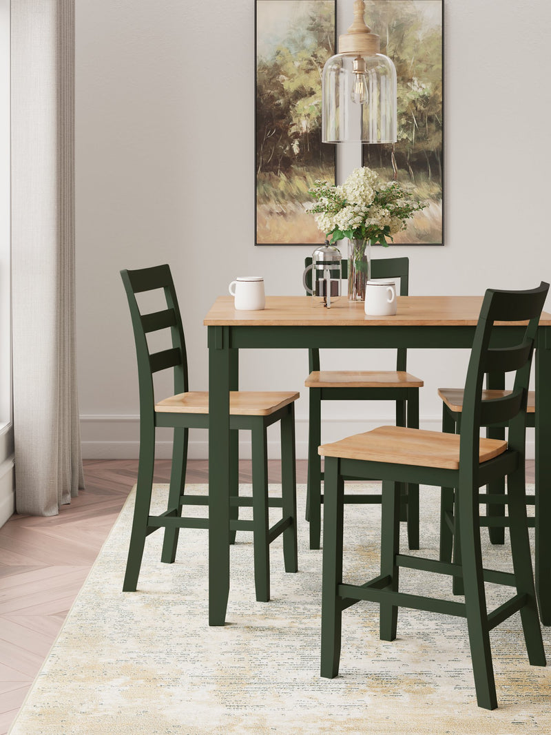 Mesa de comedor a la altura de la encimera Gesthaven y 4 taburetes de bar (Set de 5)