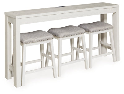 Juego de mesa de comedor Robbinsdale de altura de mostrador y 3 taburetes de bar