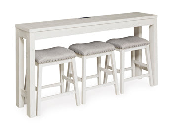 Juego de mesa de comedor Robbinsdale de altura de mostrador y 3 taburetes de bar