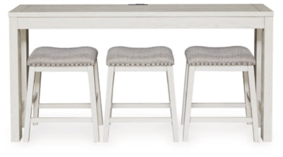 Juego de mesa de comedor Robbinsdale de altura de mostrador y 3 taburetes de bar