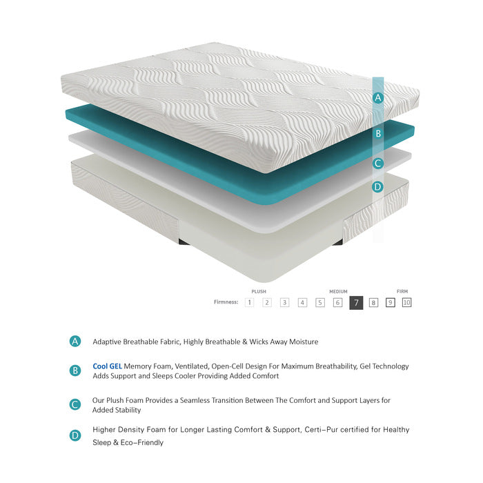 MT-G10CK - 10" California King Gel-Infused Memory Foam Mattress