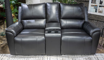 Sofá de dos plazas reclinable Glossmore con consola