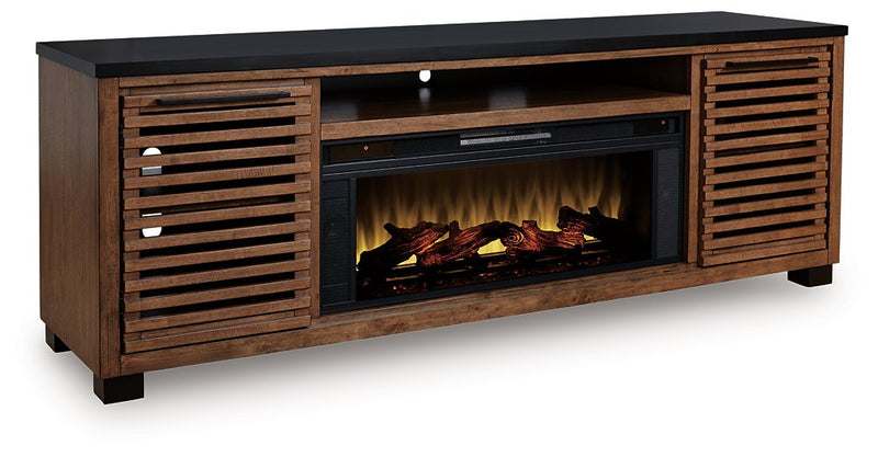 Mueble de TV Kallari de 84" con chimenea eléctrica