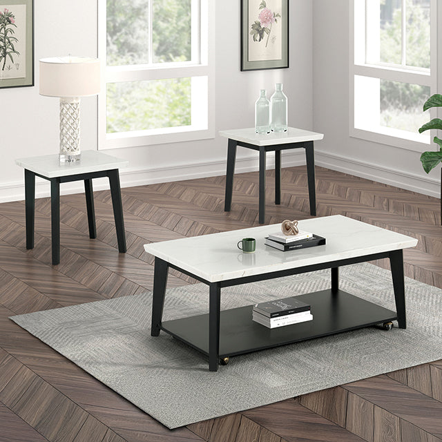 Mesa de centro rectangular de mármol Thisted con ruedas