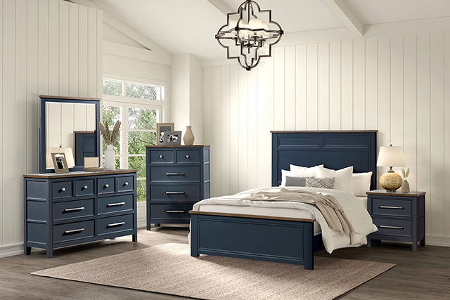 Cama Pinetop individual y matrimonial, blanca y azul