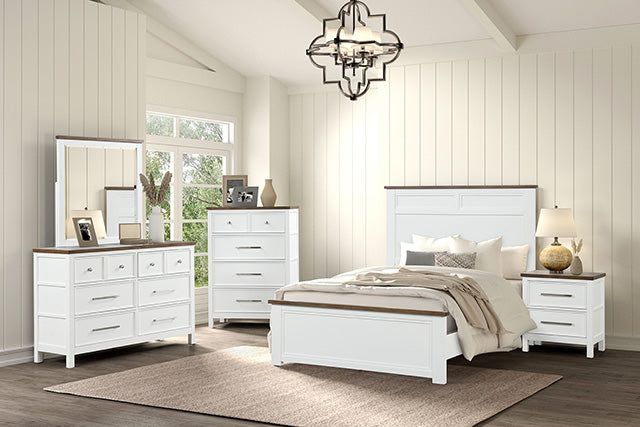 Pinetop Juego de dormitorio doble de 4 y 5 piezas blanco y azul