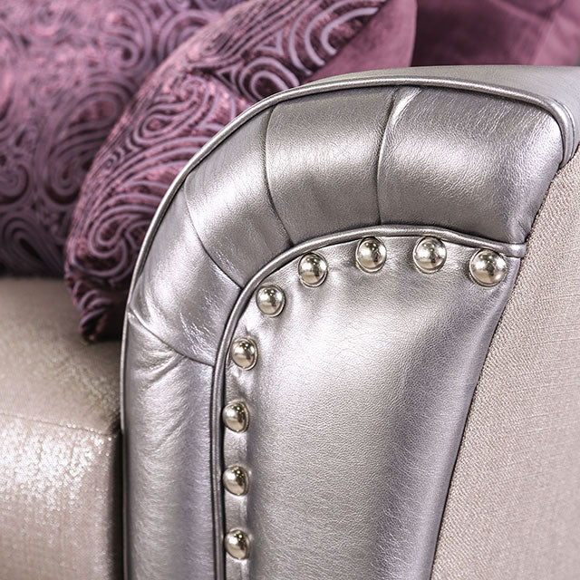 Benigno Love Seat Silver & Gray